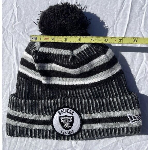 NFL Oakland Raiders Bobble Woolly Men’s Sz One size Hat Cuffed Knit Hat New Era - Picture 5 of 10